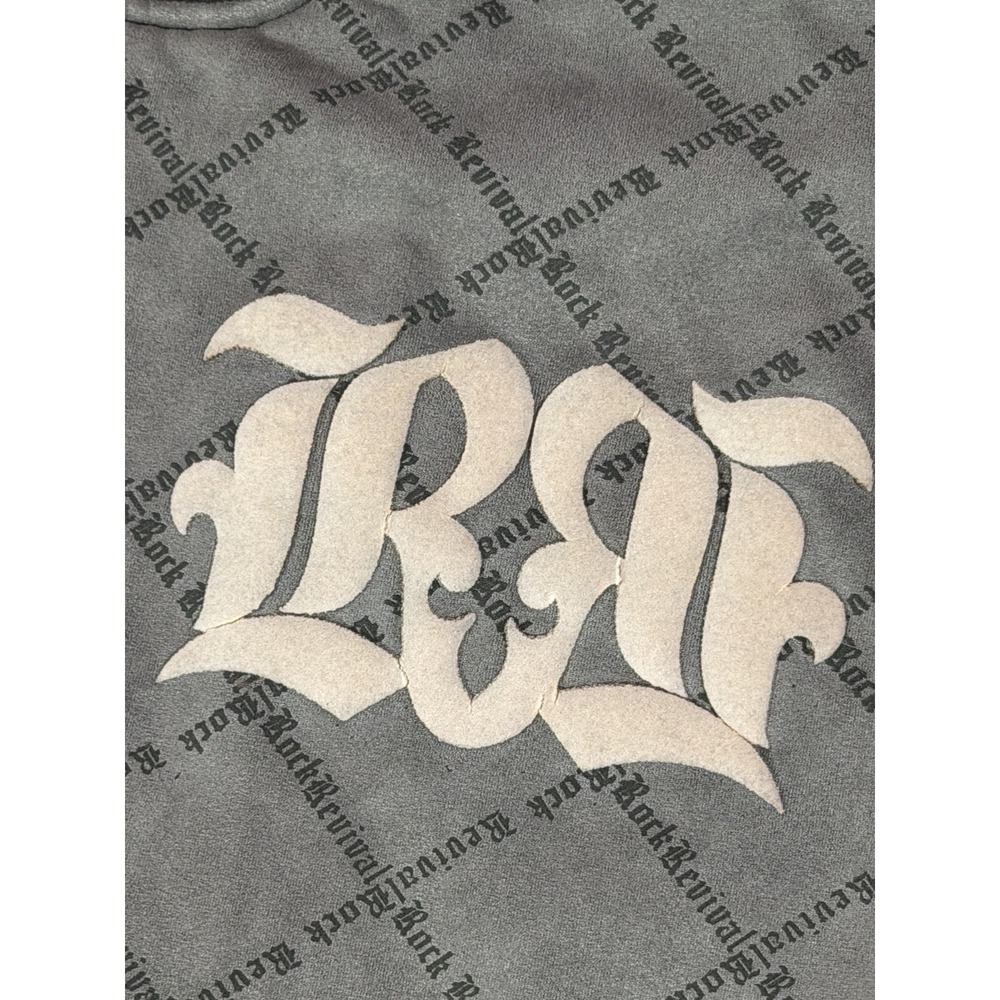Rock Revival Full Zip Track Jacket Gray Black Logo Y2K Goth Size Large - Picture 2 of 12